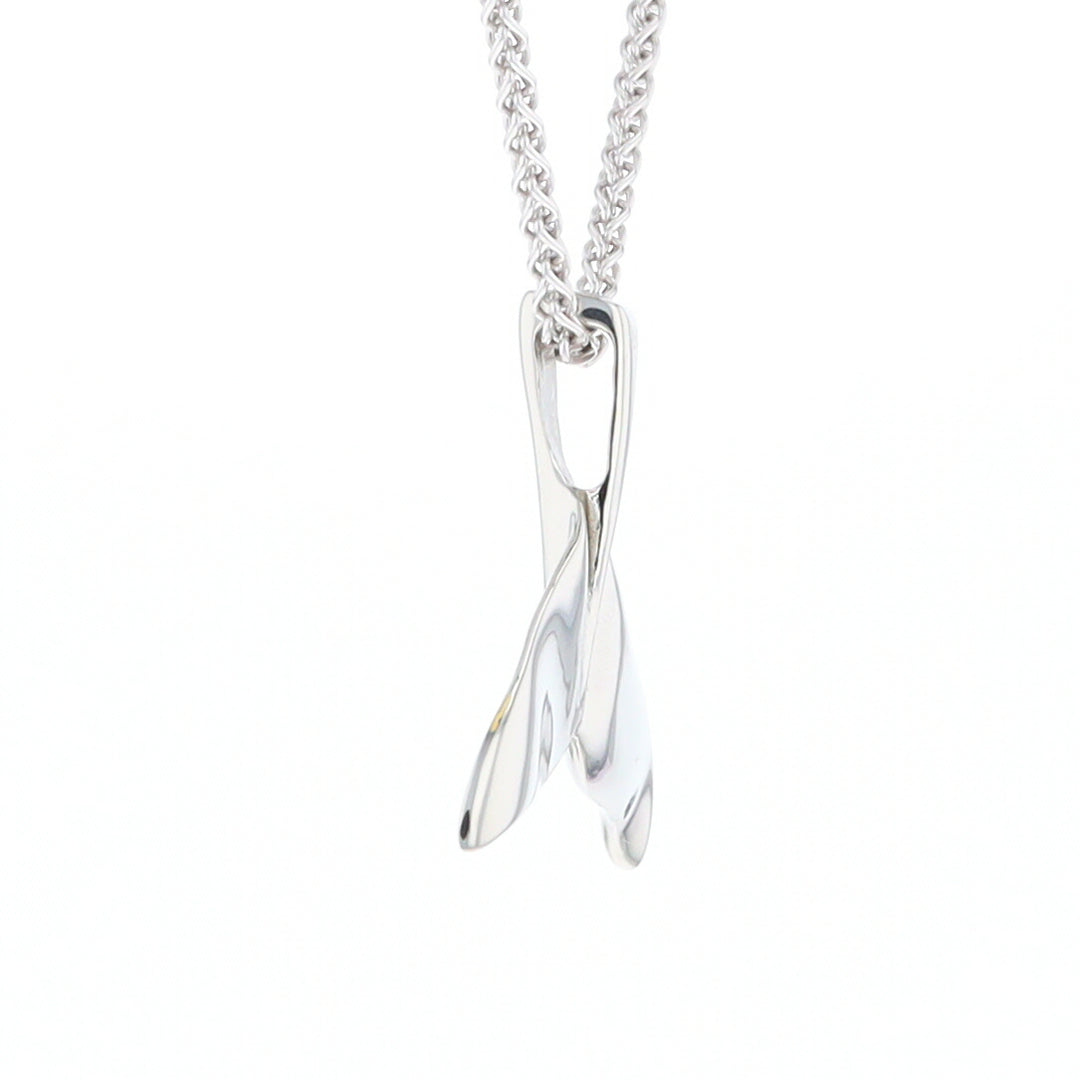 Whale Tail Natural Nuggets Inlaid Sea Life Medium White Gold Pendant