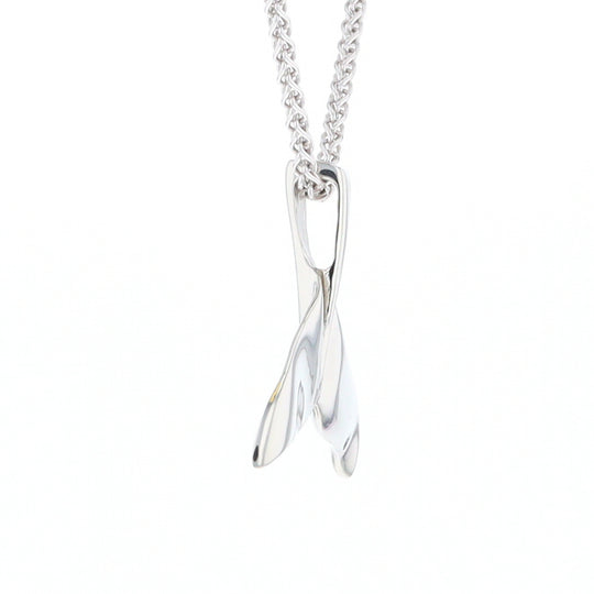 Whale Tail Natural Nuggets Inlaid Sea Life Medium White Gold Pendant