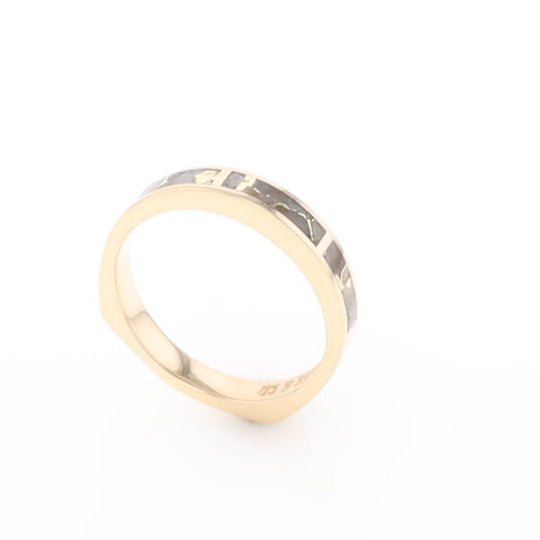 Gold Quartz Ring 3 Rectangle Section Inlaid Band