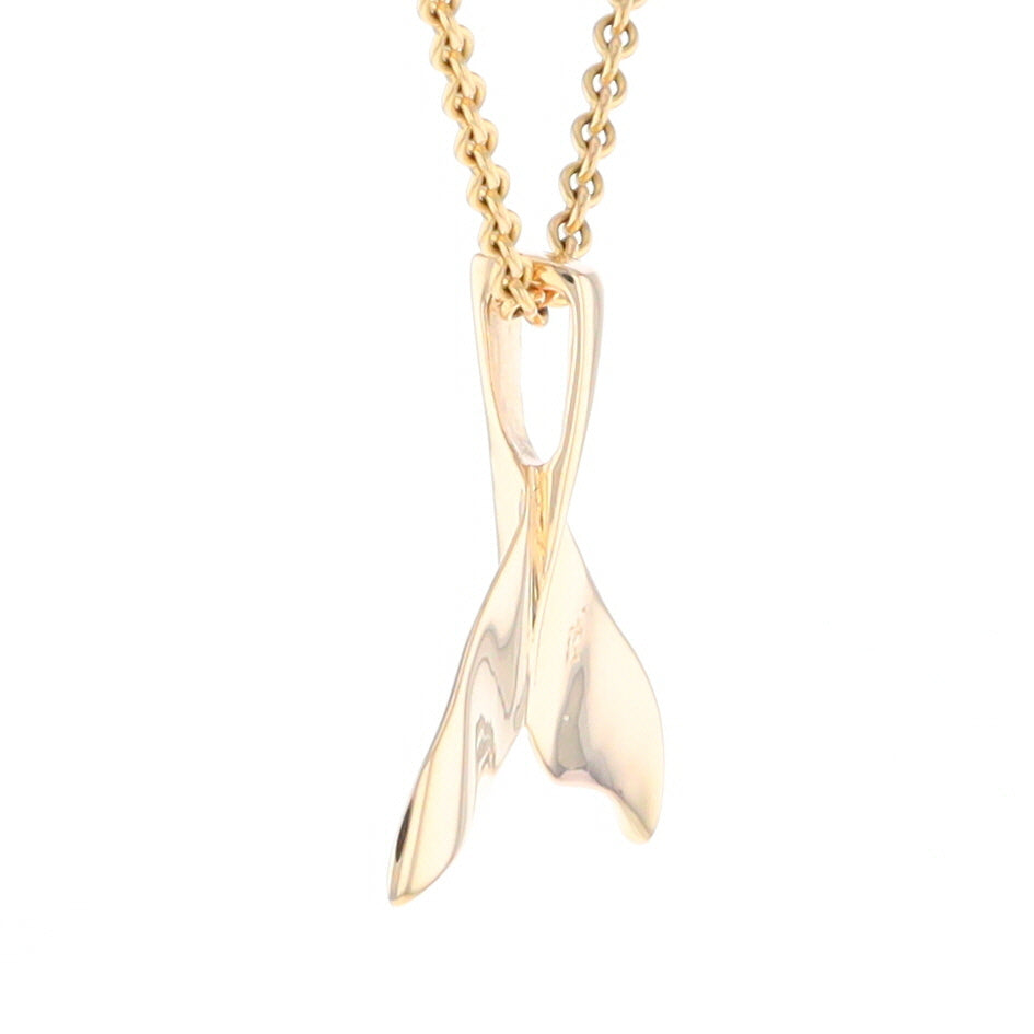 Whale Tail Pendant 14Kt Gold High Polish Realistically Designed