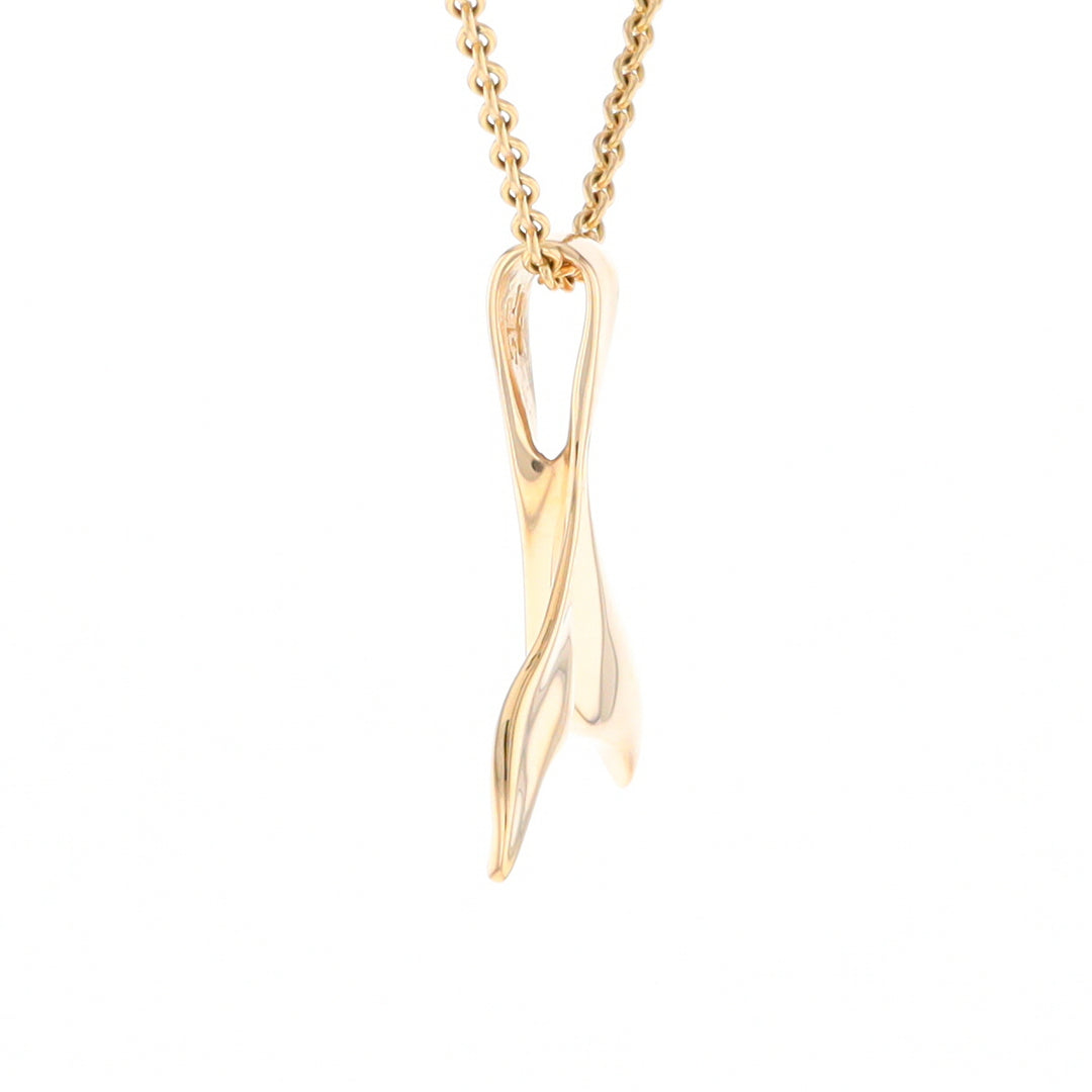 Whale Tail Gold Quartz Single Sided Inlaid Sea Life Pendant