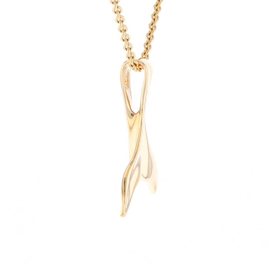 Whale Tail Gold Quartz Single Sided Inlaid Sea Life Pendant