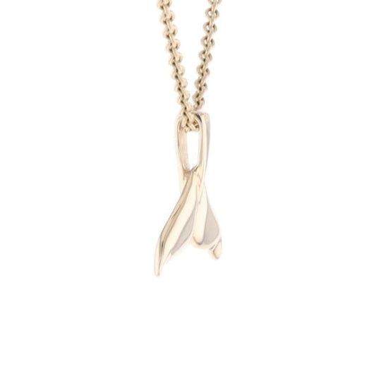 Whale Tail Gold Quartz Double Sided Inlaid Sea Life Pendant