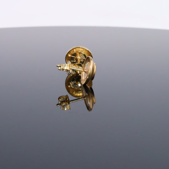 Opal Earrings Round Inlaid Design Studs