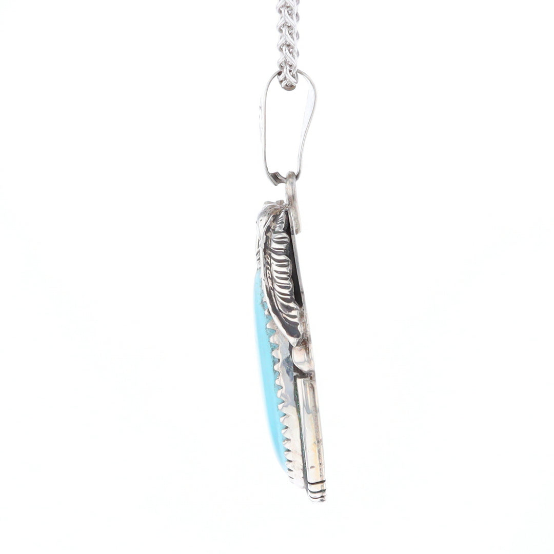 Turquoise Feather and Sun Pendant