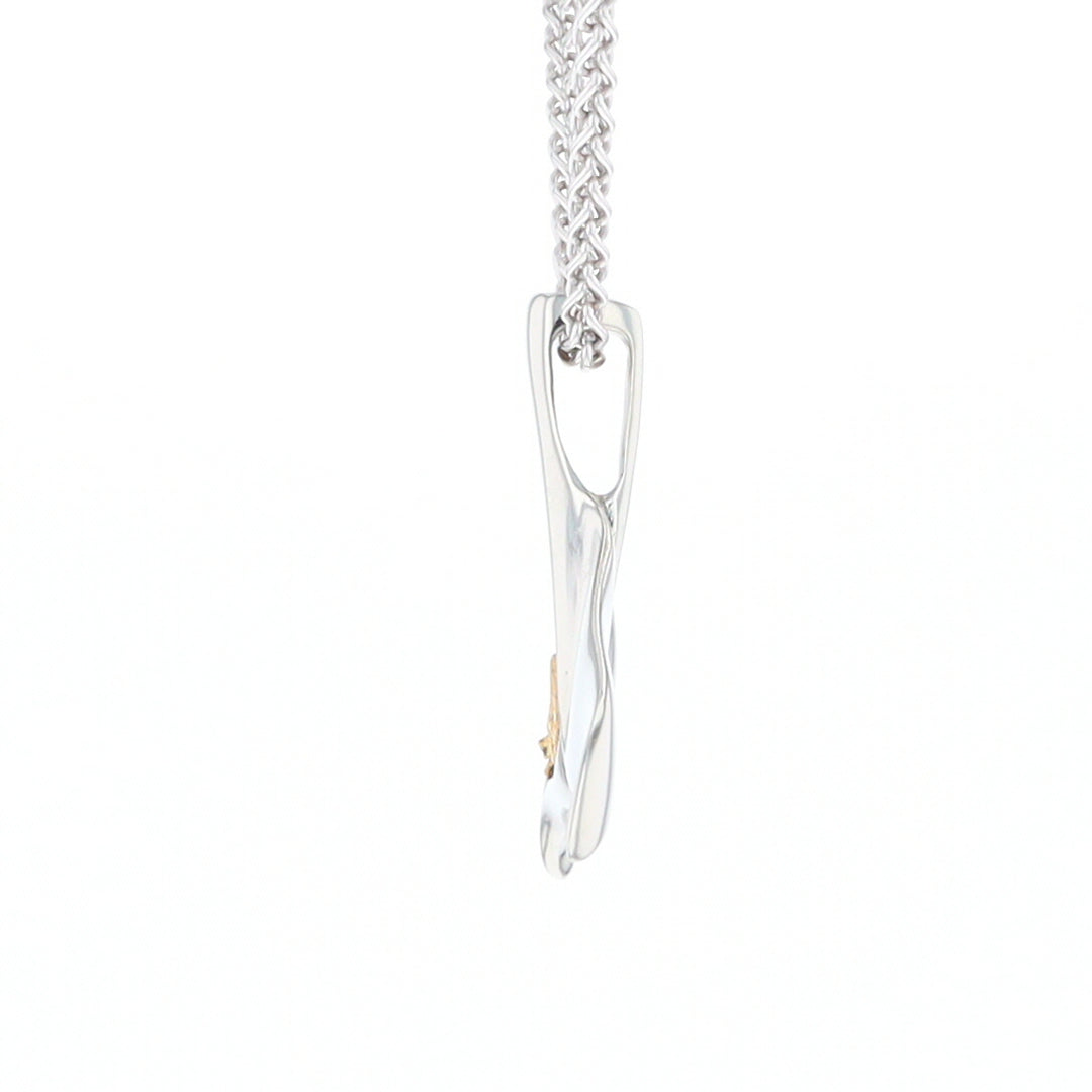 Whale Tail Natural Nuggets Inlaid Sea Life Medium White Gold Pendant