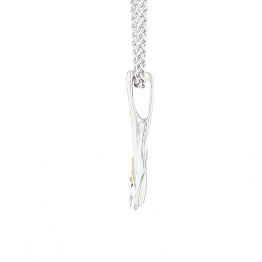 Whale Tail Natural Nuggets Inlaid Sea Life Medium White Gold Pendant