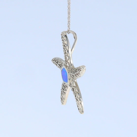 Opal Pendant Inlaid Realistic Star Fish Sea Life Design
