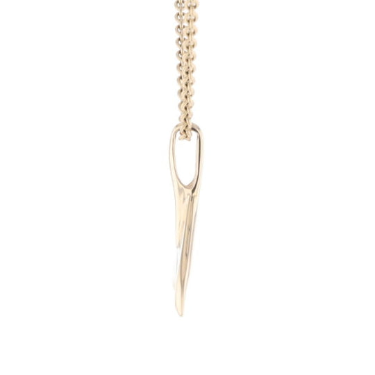 Whale Tail Necklaces Natural Gold Quartz Double Sided Inlaid Pendant