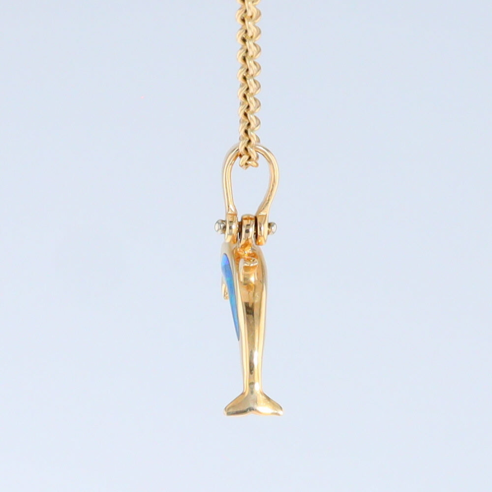 Opal Pendant Inlaid Realistic Dolphin Sea Life Design