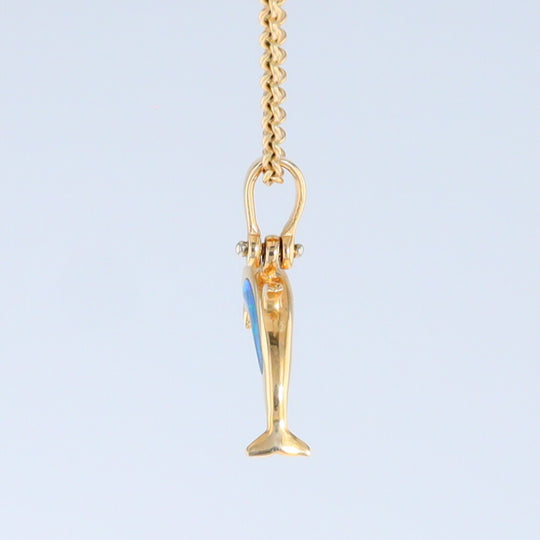 Opal Pendant Inlaid Realistic Dolphin Sea Life Design