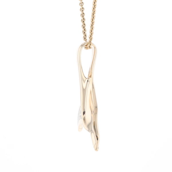 Whale Tail Natural Gold Quartz Single Side Inlaid Pendant