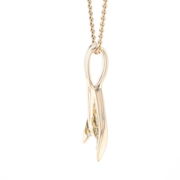 Whale Tail Natural Gold Nuggets Inlaid Pendant XL