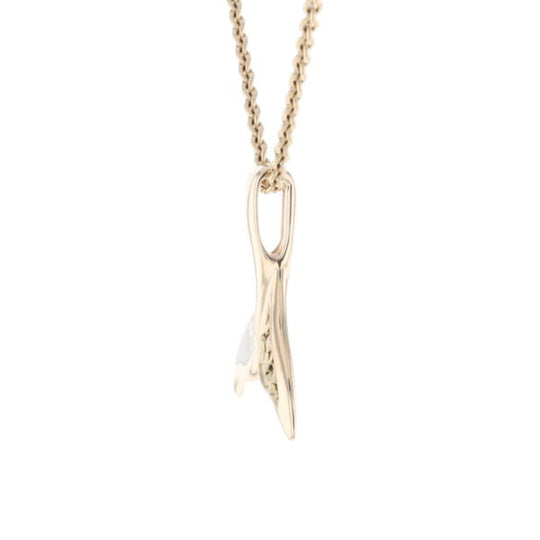 Whale Tail Necklaces Natural Gold Quartz and Nuggets Inlaid Pendant
