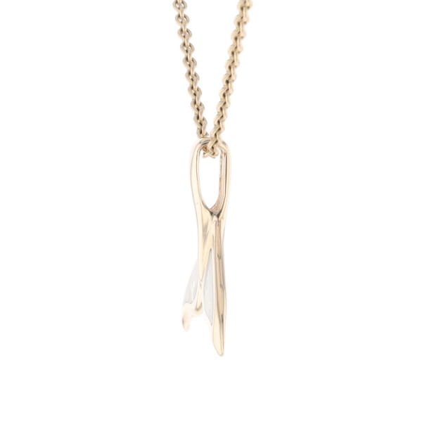 Whale Tail Necklaces Natural Gold Quartz Double Sided Inlaid Pendant