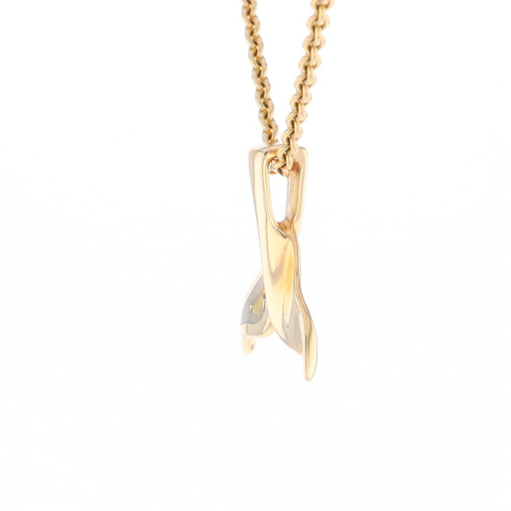 Whale Tail Gold Quartz Single Sided Inlaid Sea Life Pendant
