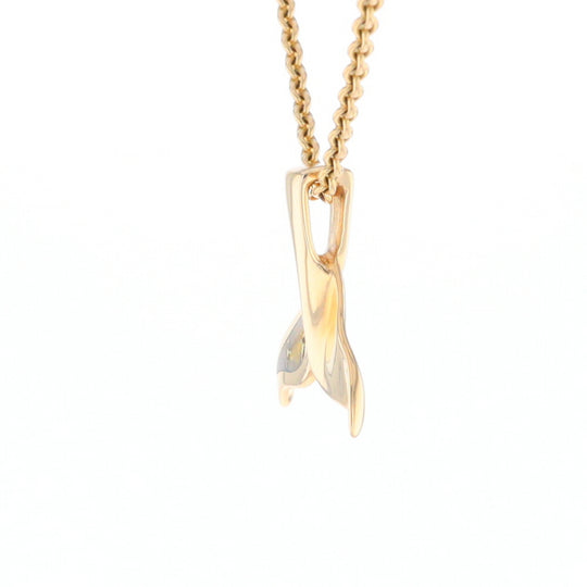Whale Tail Gold Quartz Single Sided Inlaid Sea Life Pendant