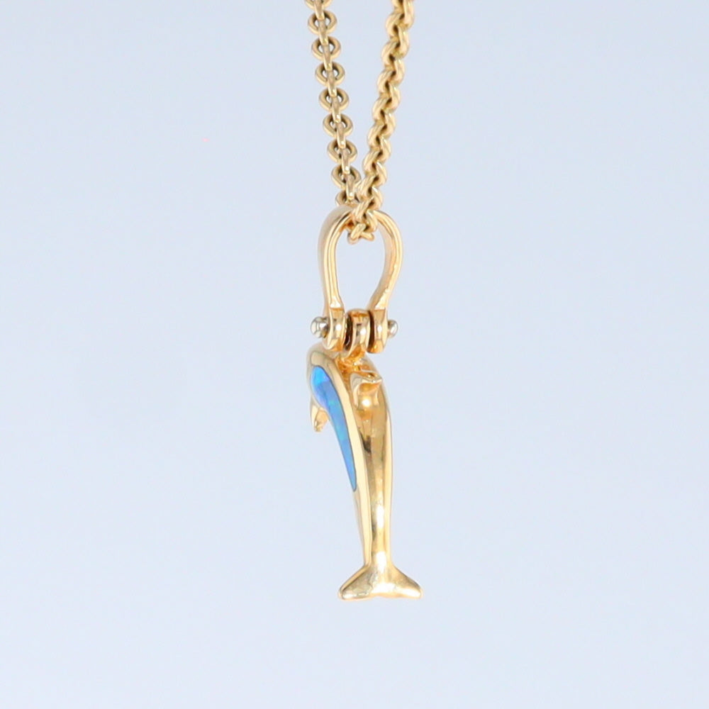 Opal Pendant Inlaid Realistic Dolphin Sea Life Design