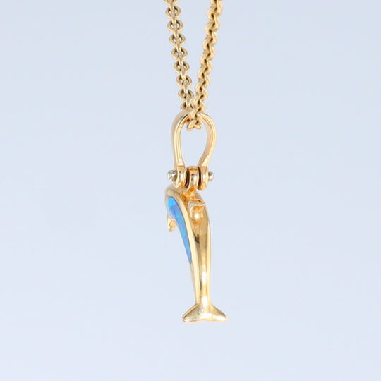 Opal Pendant Inlaid Realistic Dolphin Sea Life Design