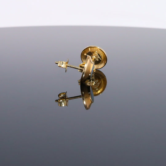 Opal Earrings Round Inlaid Design Studs