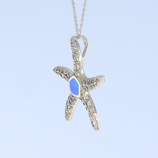 Opal Pendant Inlaid Realistic Star Fish Sea Life Design