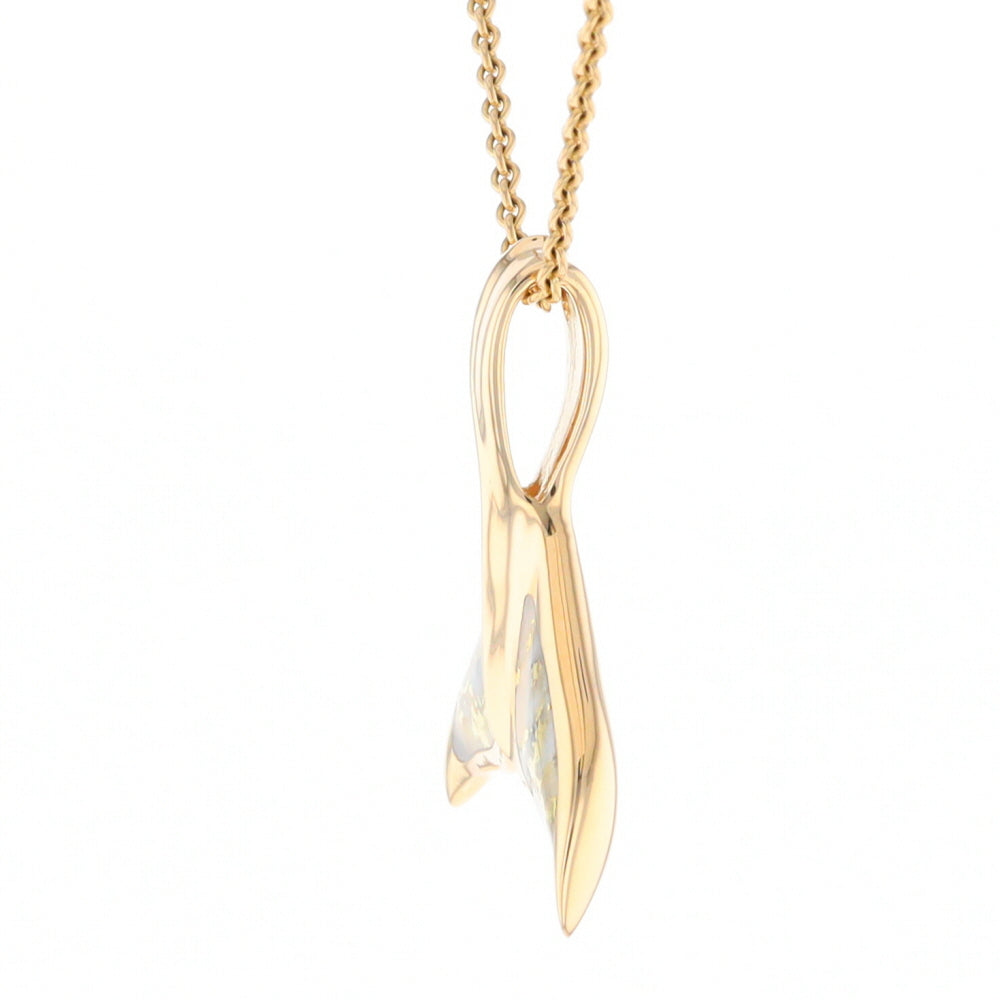 Whale Tail Necklaces Natural Gold Quartz Inlaid Sea Life Pendant