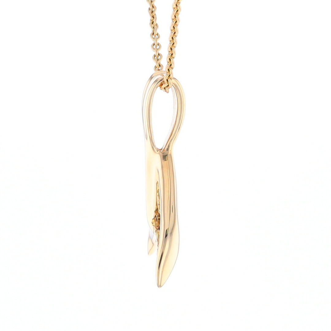 Whale Tail Necklaces Natural Gold Quartz and Nuggets Inlaid Pendant (G1)