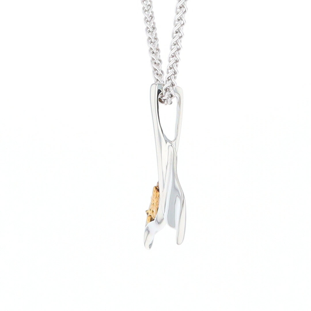 Whale Tail Natural Nuggets Inlaid Sea Life Medium White Gold Pendant
