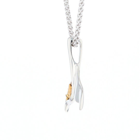 Whale Tail Natural Nuggets Inlaid Sea Life Medium White Gold Pendant