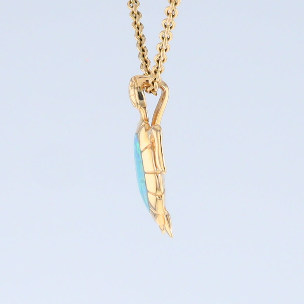 Opal Pendant Inlaid Realistic Design Sea Turtle