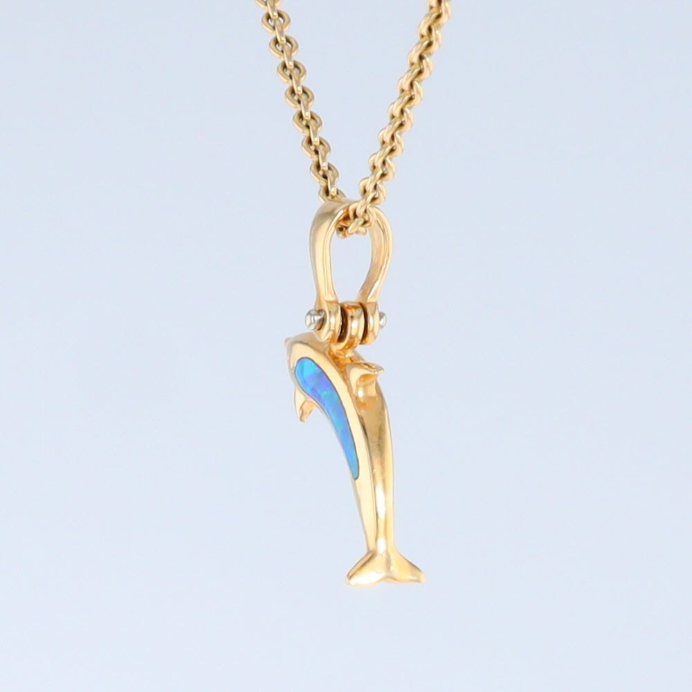Opal Pendant Inlaid Realistic Dolphin Sea Life Design