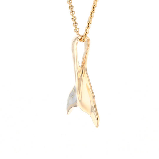 Whale Tail Gold Quartz Single Sided Inlaid Sea Life Pendant