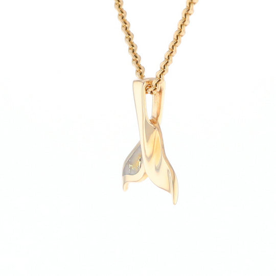 Whale Tail Gold Quartz Single Sided Inlaid Sea Life Pendant