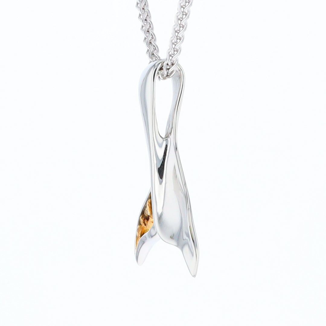 White Gold Whale Tail Pendant Natural Nuggets Inlaid Sea Life Pendant