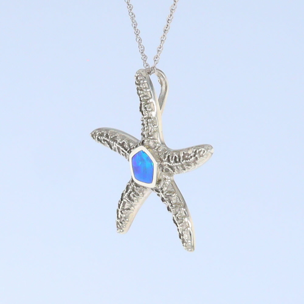 Opal Pendant Inlaid Realistic Star Fish Sea Life Design