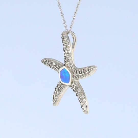 Opal Pendant Inlaid Realistic Star Fish Sea Life Design