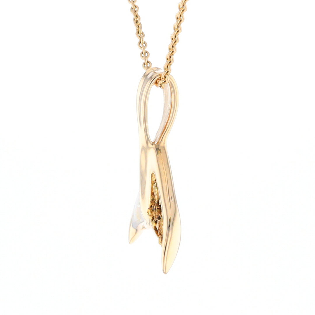 Whale Tail Necklaces Natural Gold Quartz and Nuggets Inlaid Pendant (G1)