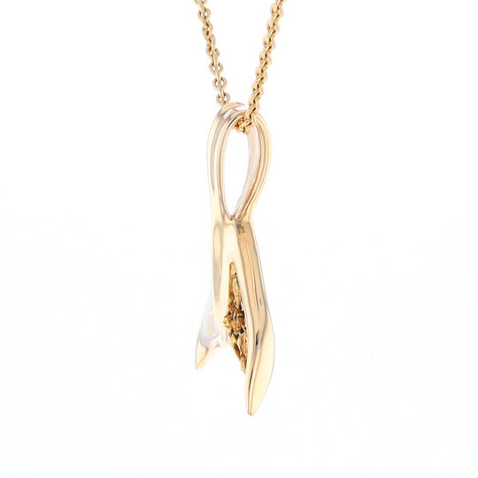 Whale Tail Necklaces Natural Gold Quartz and Nuggets Inlaid Pendant (G1)