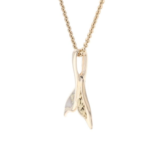 Whale Tail Necklaces Natural Gold Quartz and Nuggets Inlaid Pendant