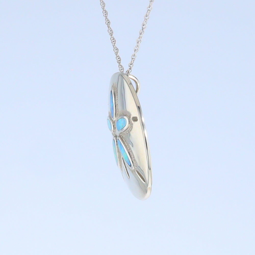 Opal Pendant Inlaid Realistic Sand Dollar Sea Life Design