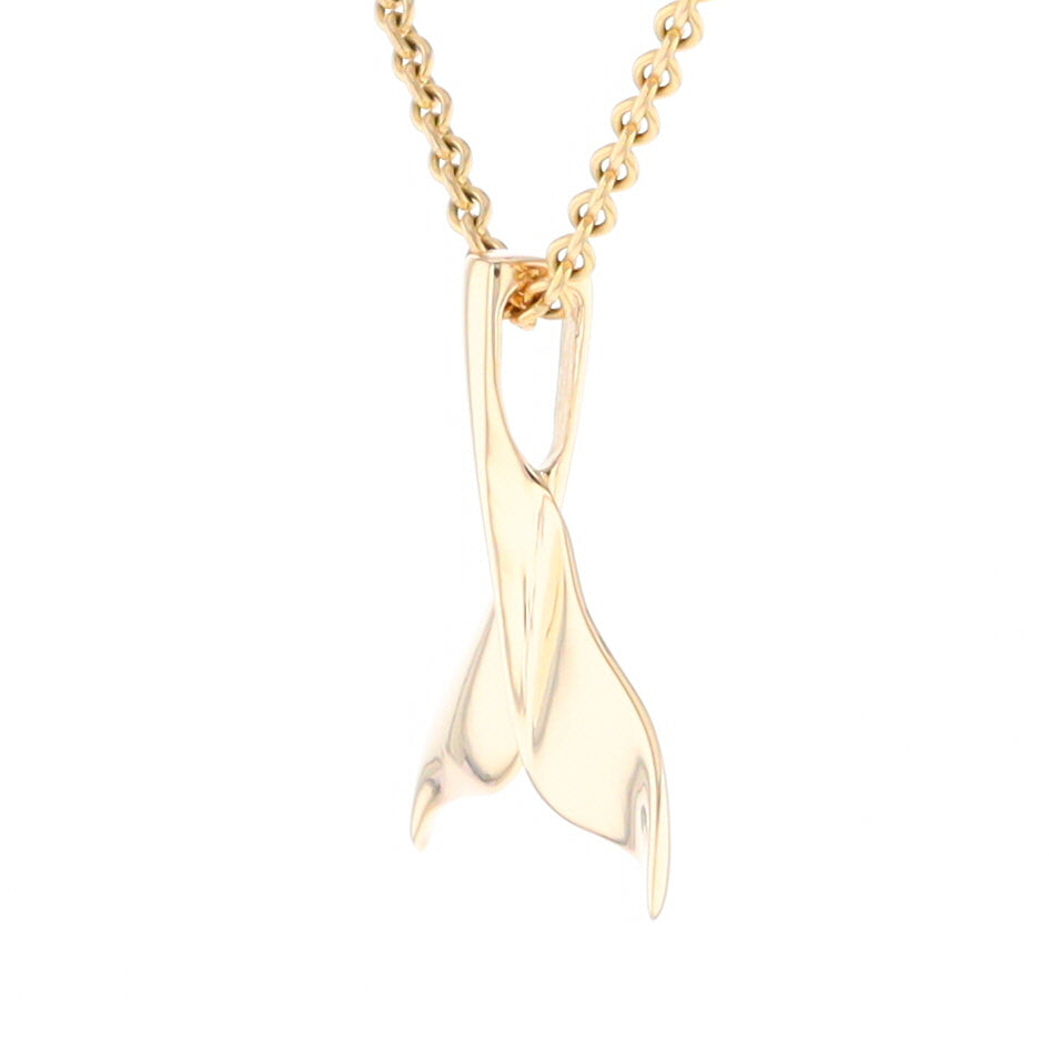 Whale Tail Pendant 14Kt Gold High Polish Realistically Designed