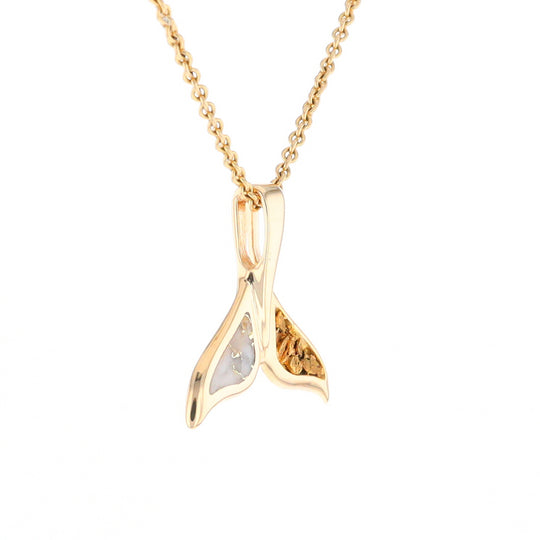 Whale Tail Necklaces Natural Gold Quartz and Nuggets Inlaid Pendant