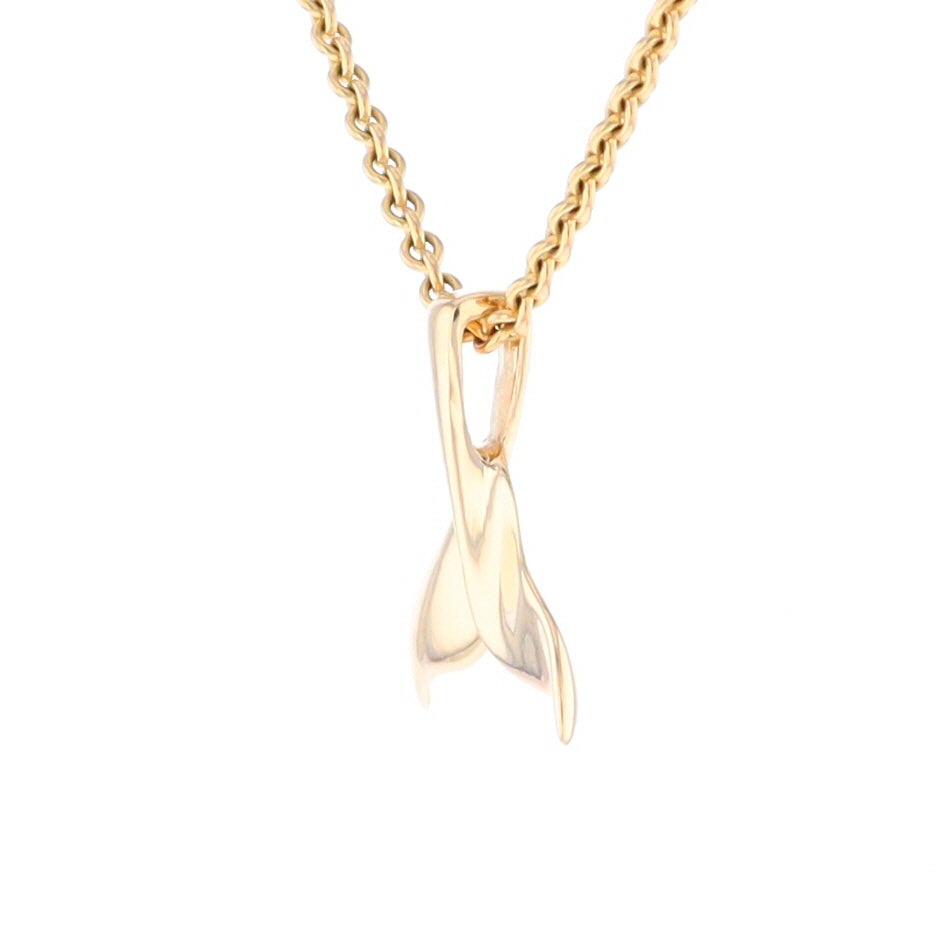 Whale Tail Pendant 14kt Gold High Polish Realistically Designed