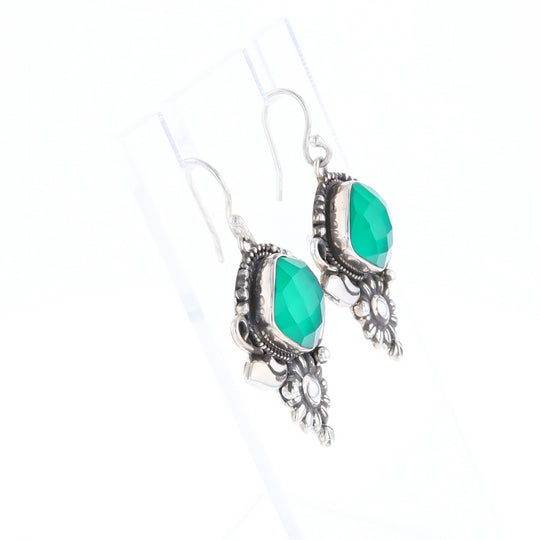 Floral Green Stone Earrings