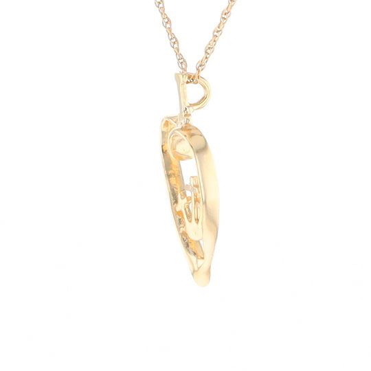 Gold Heart Triple Cross Pendant