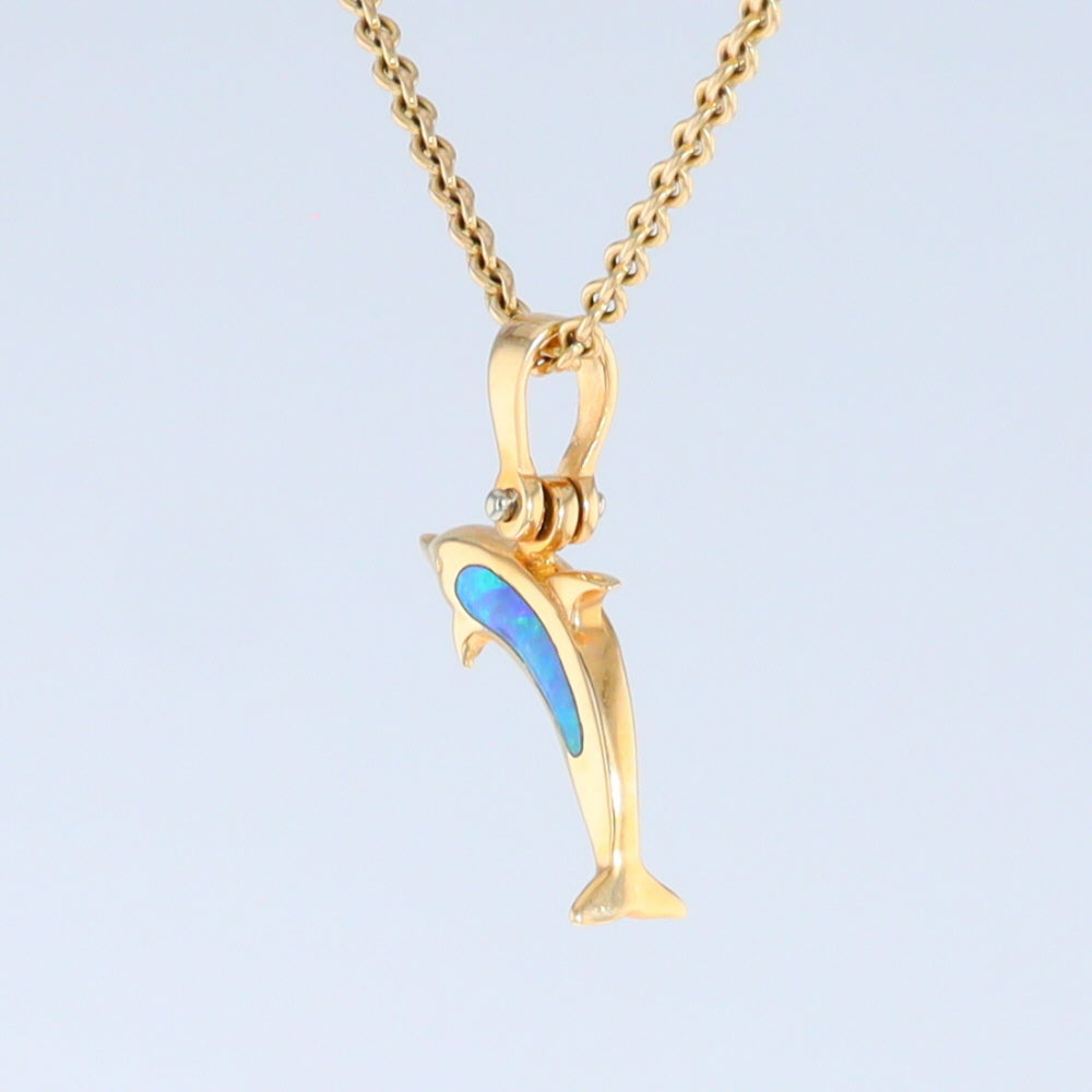 Opal Pendant Inlaid Realistic Dolphin Sea Life Design