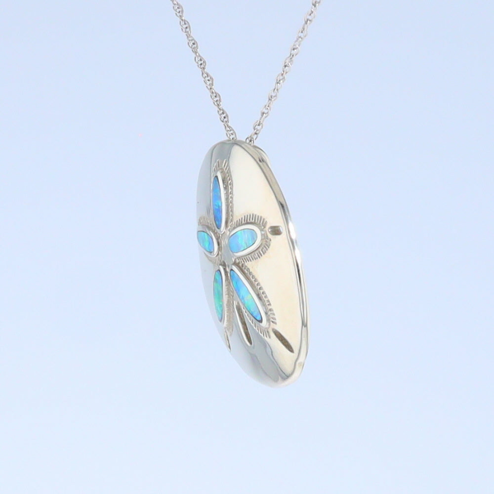 Opal Pendant Inlaid Realistic Sand Dollar Sea Life Design