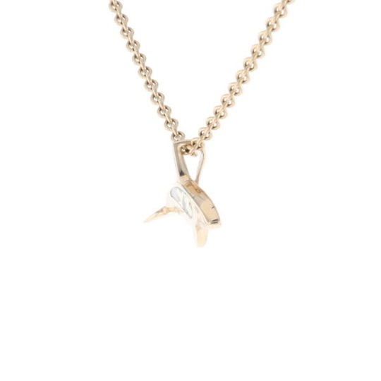 Gold Quartz Necklace Orca Killer Whale Inlaid Sea Life Pendant