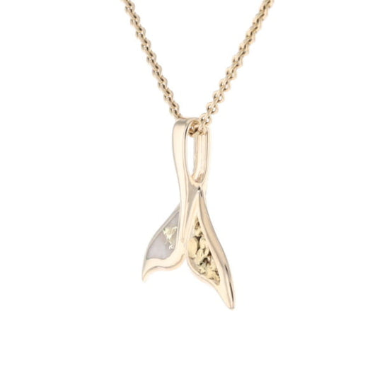 Whale Tail Necklaces Natural Gold Quartz and Nuggets Inlaid Pendant