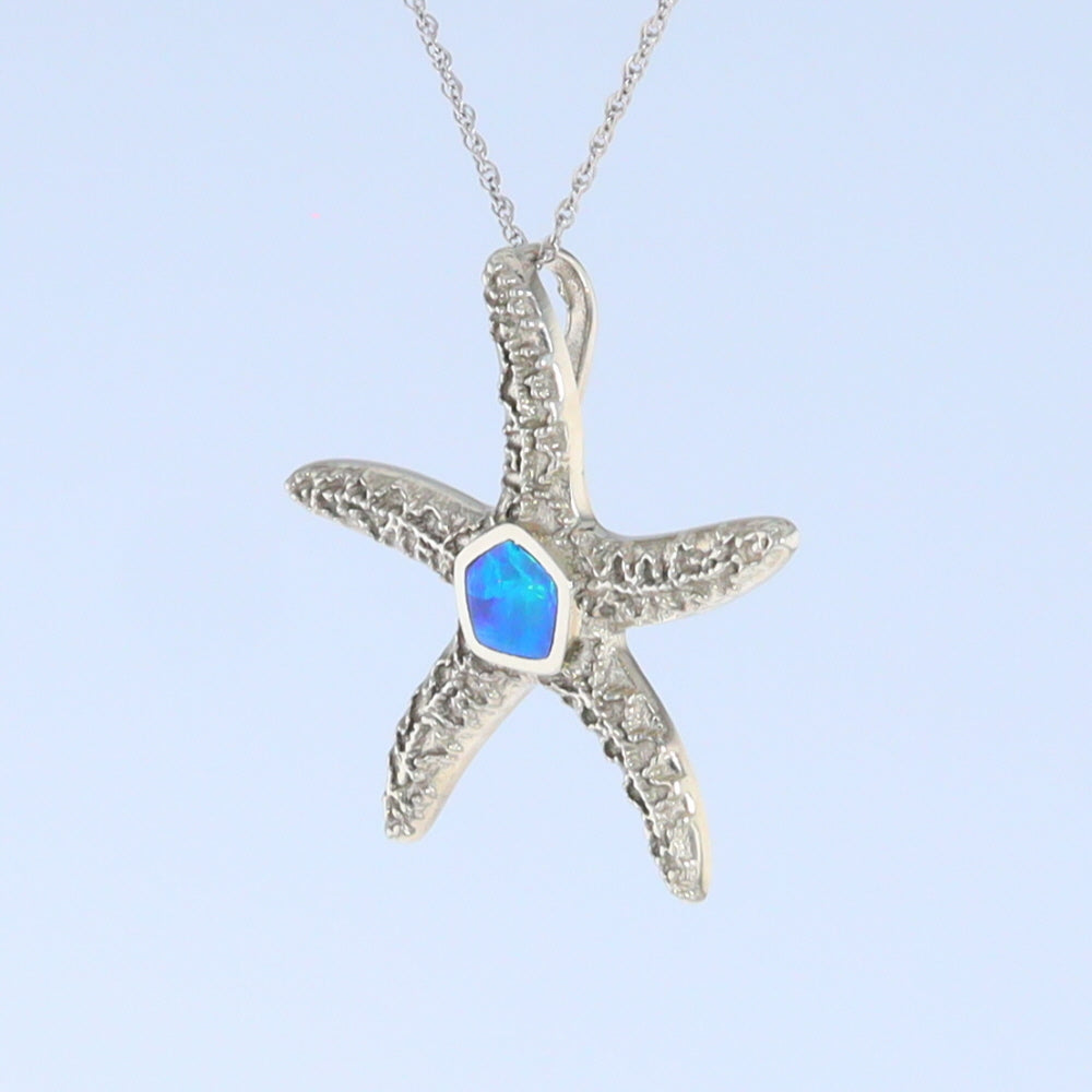 Opal Pendant Inlaid Realistic Star Fish Sea Life Design